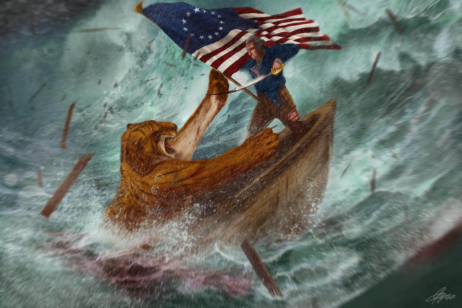 George Washington VS. Bengal tiger....during a hurricane.
