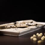 White plate with cookies and cream bark