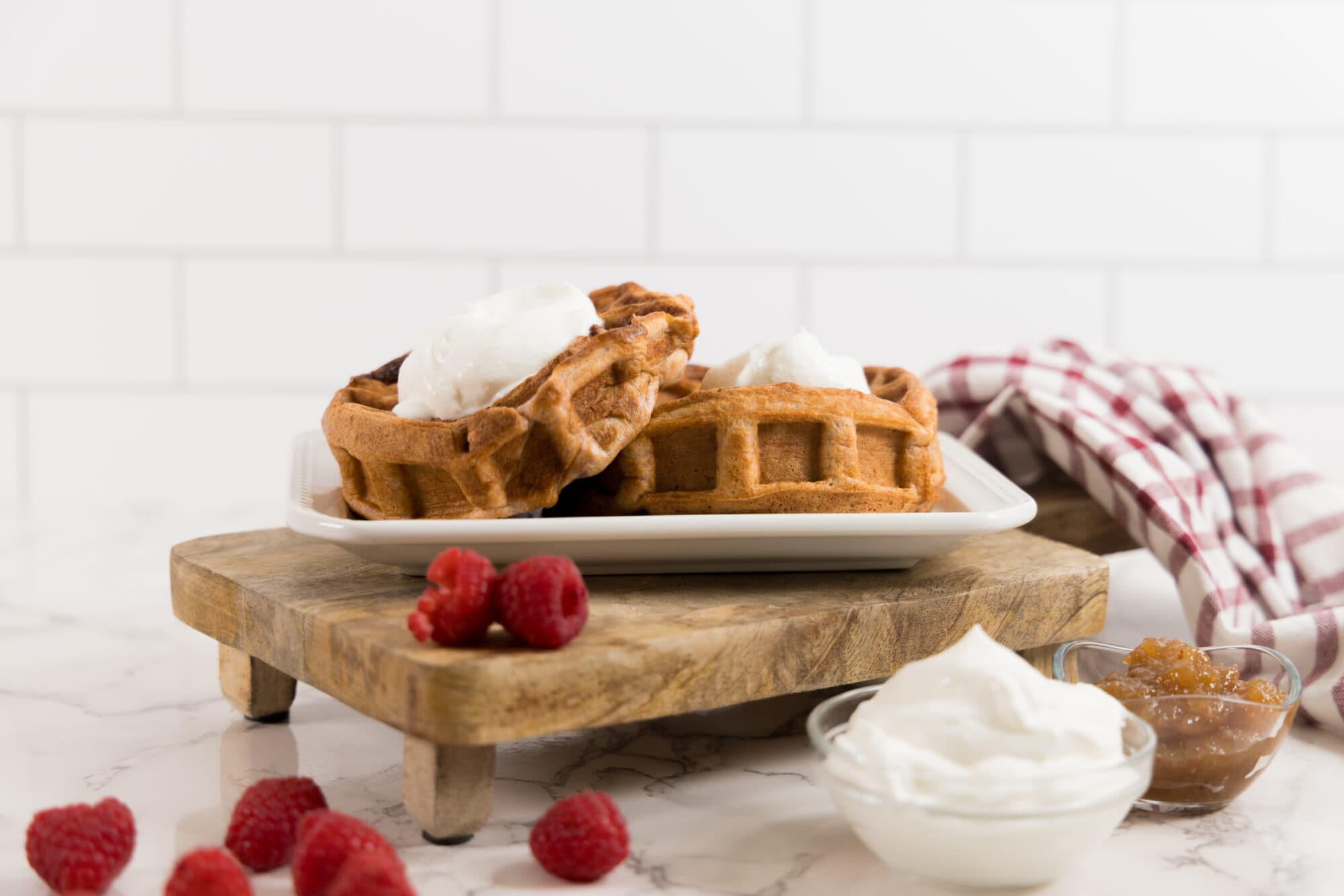 Keto Raspberry Cream Cheese Stuffed Waffles