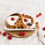 Keto Raspberry Cream Cheese Stuffed Waffles