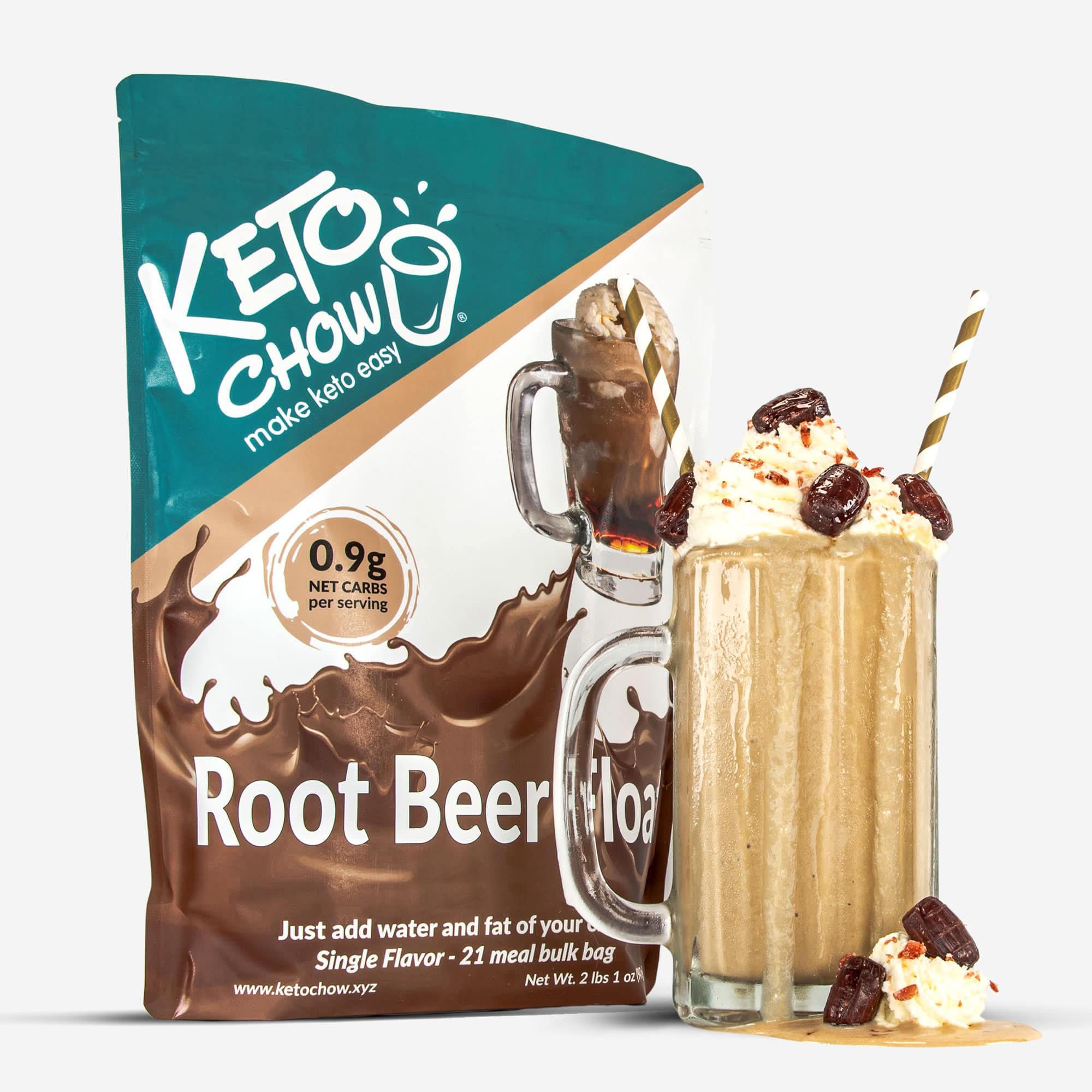 Root Bear Float Keto Chow bulk bag and shake