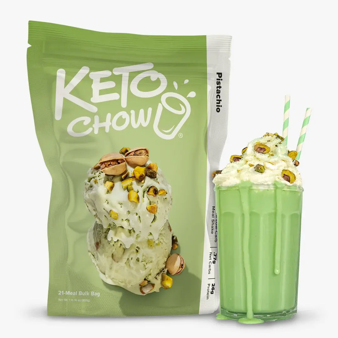Pistachio Keto Chow bulk bag and shake