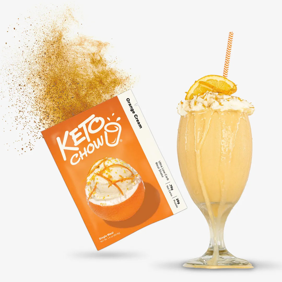 Orange Cream Keto Chow packet and shake