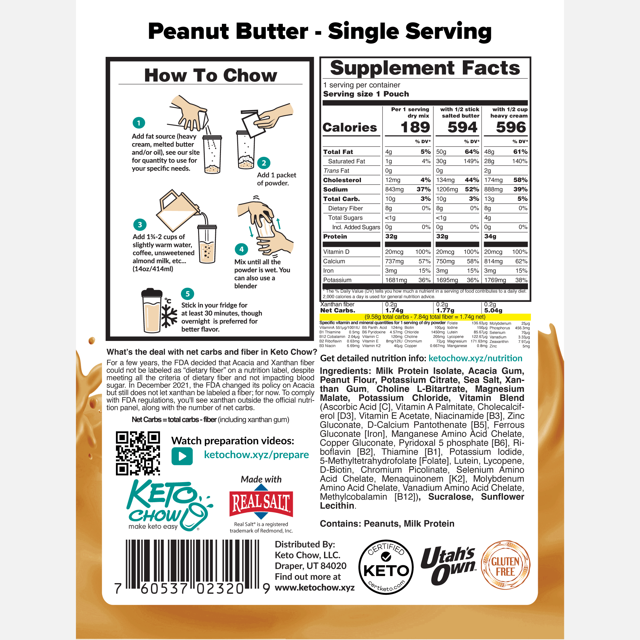 Peanut Butter Keto Chow package back