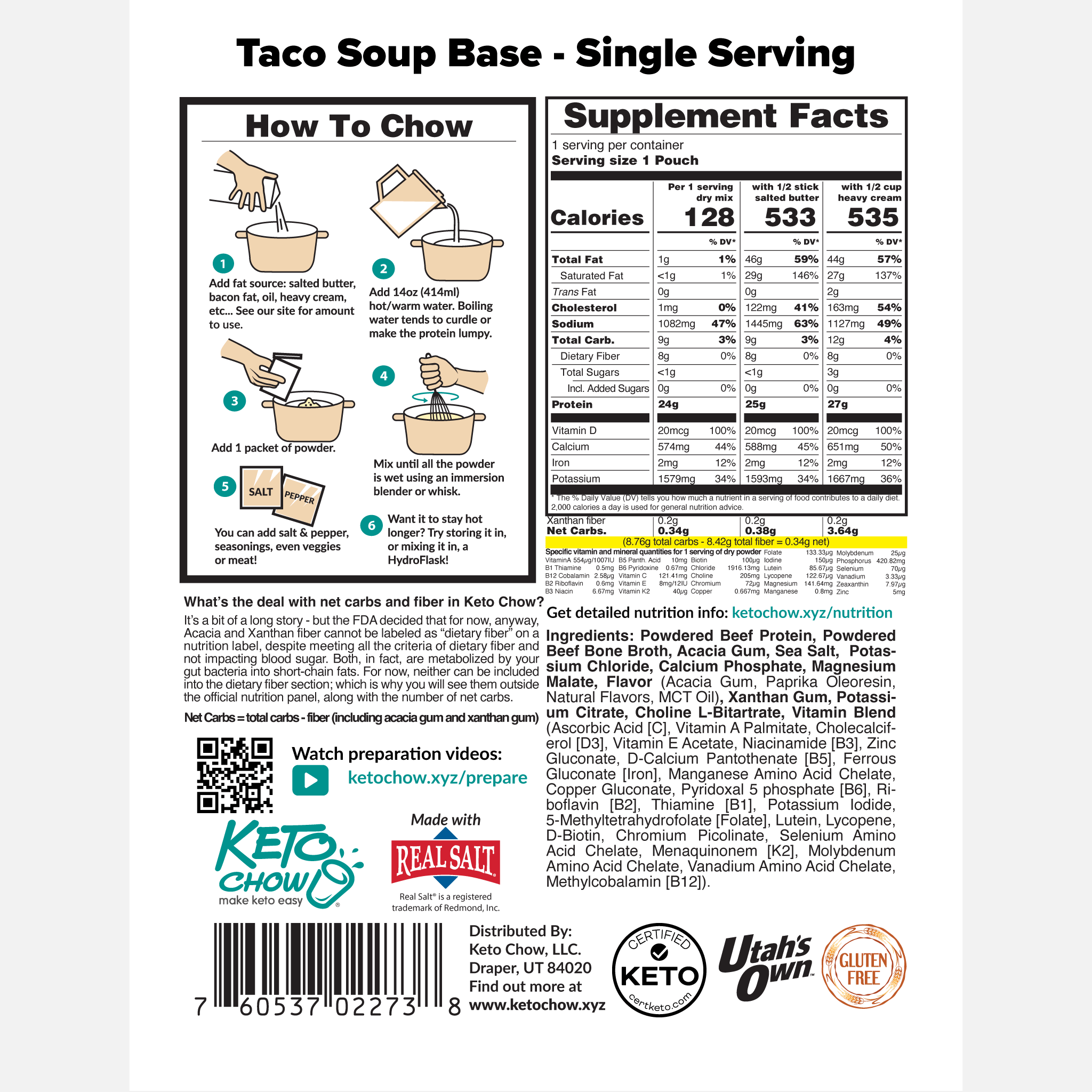 Spicy Taco Soup Keto Chow package back