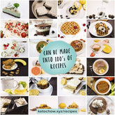 several recipes pictured with the text "can be made into hundreds of recipes"