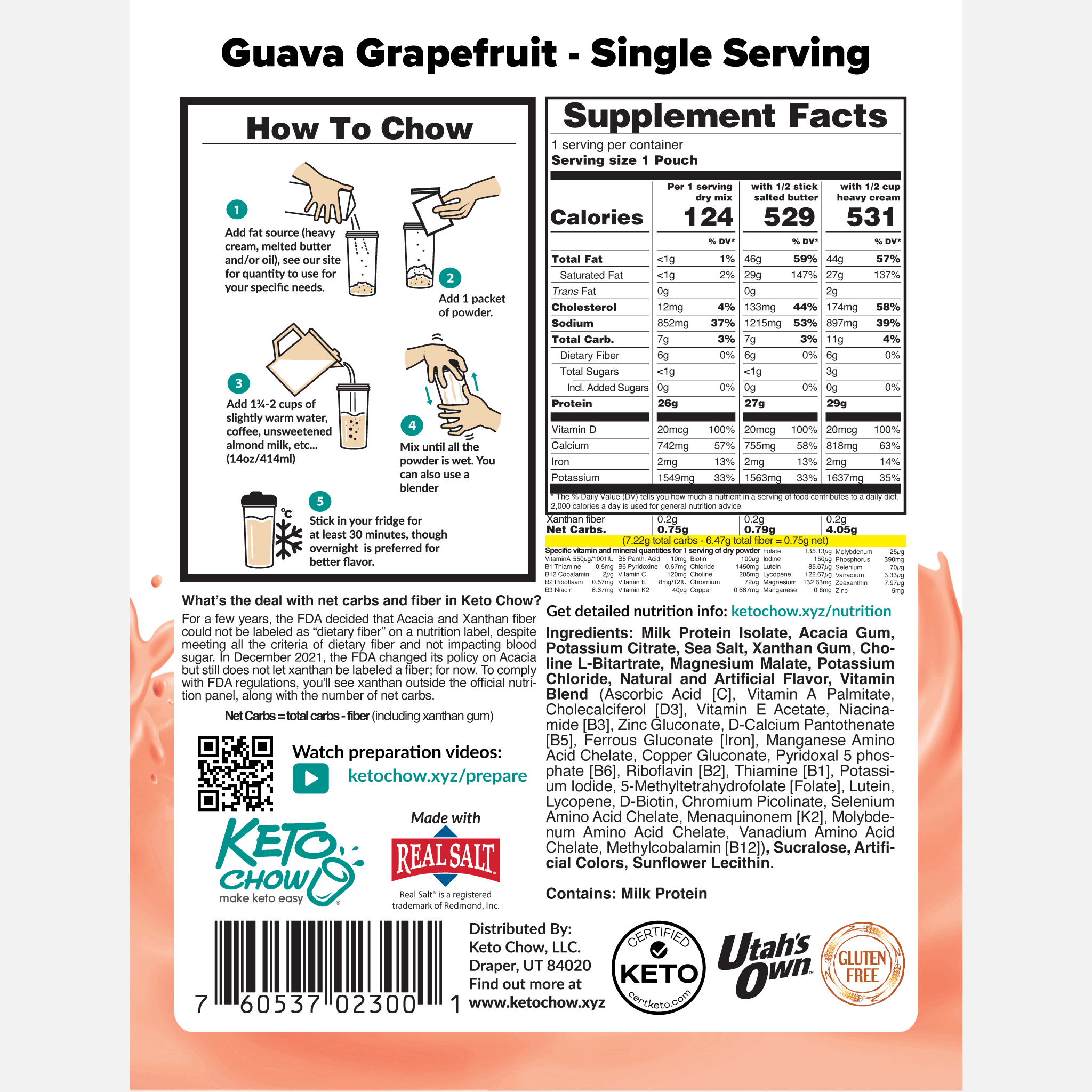 Guava Grapefruit single serving back of package